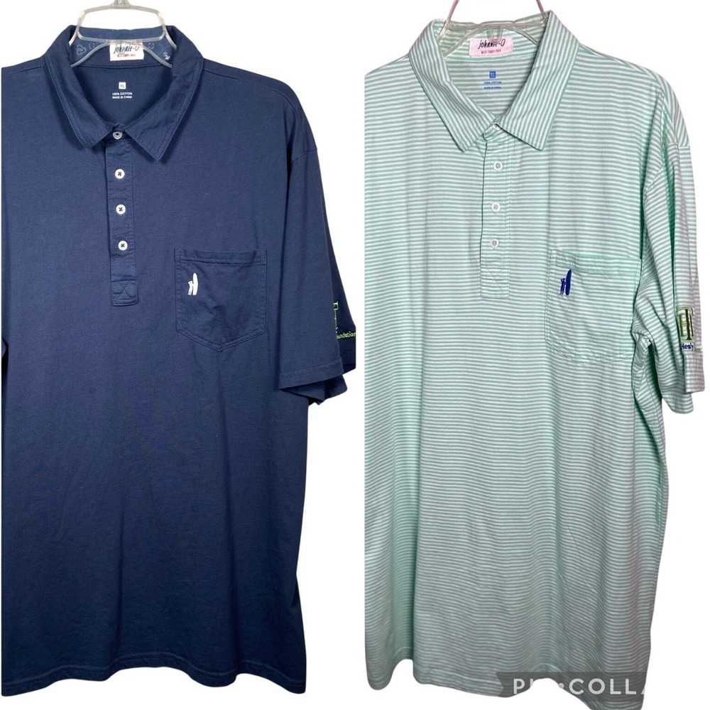 johnnie-O Polo Shirt Lot Mens XL Navy Green Stripe Cotton Golf Preppy Bundle